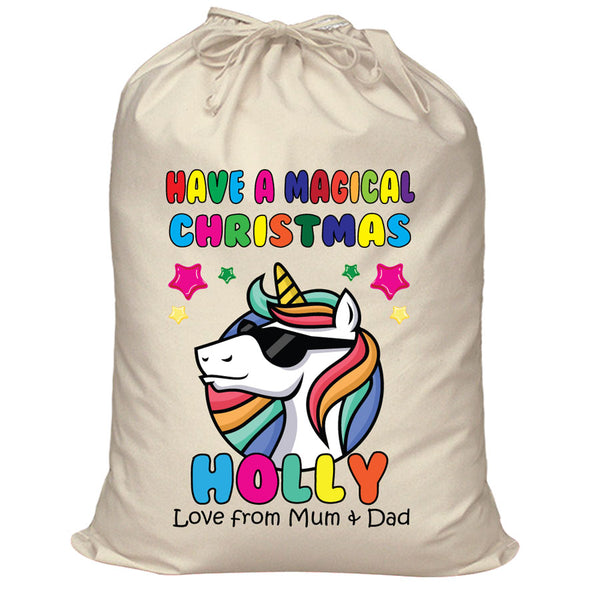 Personalised Unicorn Santa Sack XL - 106 Custom Name