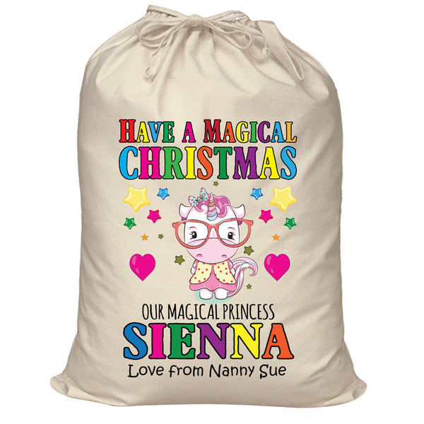 Personalised Unicorn Santa Sack XL - 110 Custom Name