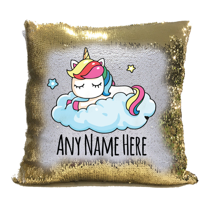 Unicorn Design 1 Personalised Gold Magic Cushion including cushion insert