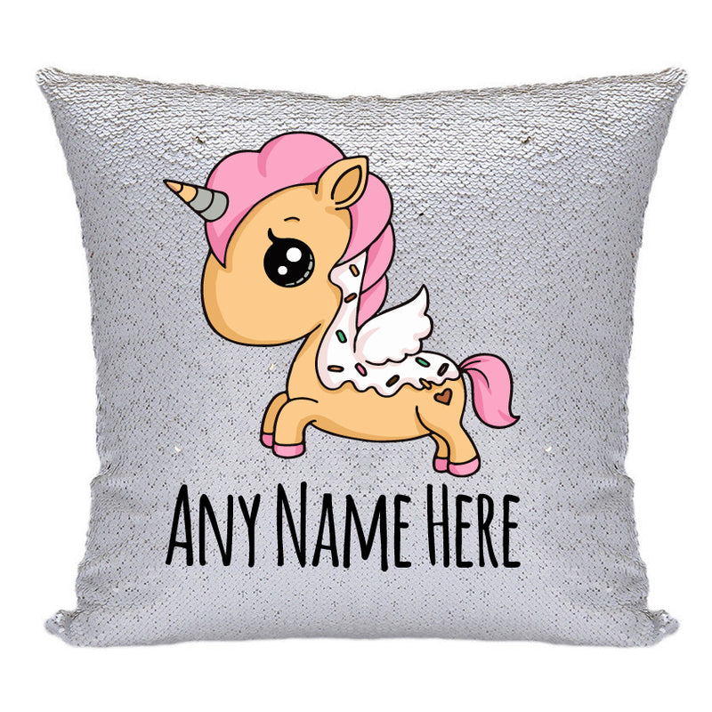 Unicorn Design 3 Personalised Gold Magic Cushion including cushion insert