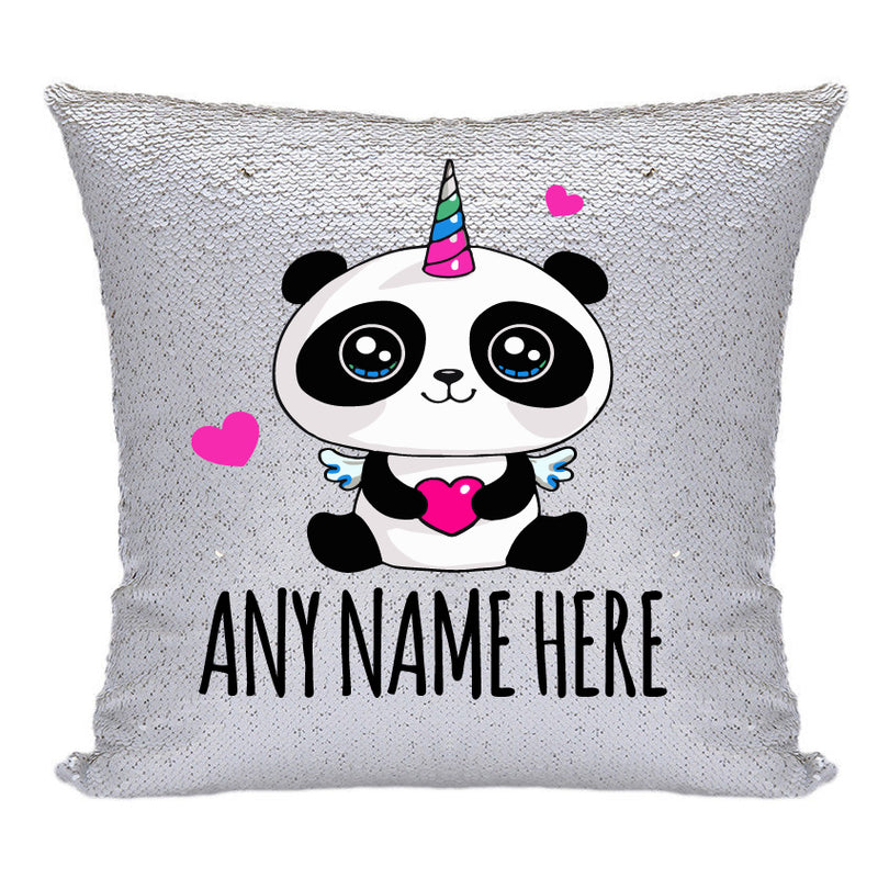 Unicorn Panda Personalised Gold Magic Cushion including cushion insert