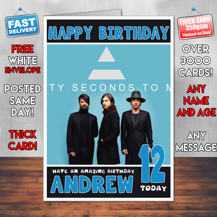 Personalised 30 Seconds To Mars Jared Leto Celebrity Inspired Style Birthday Card (SA)