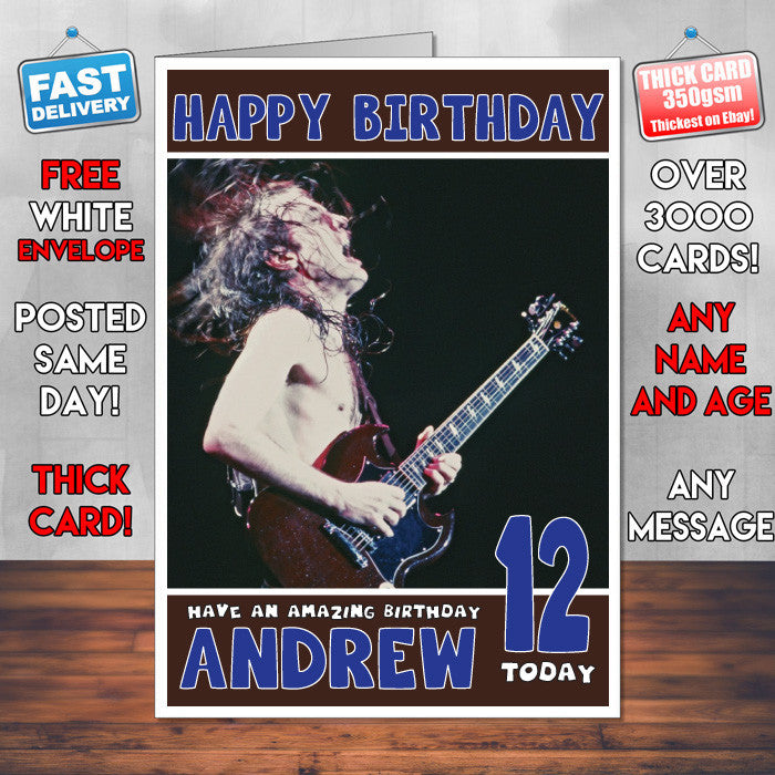 Personalised AC DC Heavy Metal Hard Rock Classic Bands Celebrity Inspired Style Birthday Card (SA)