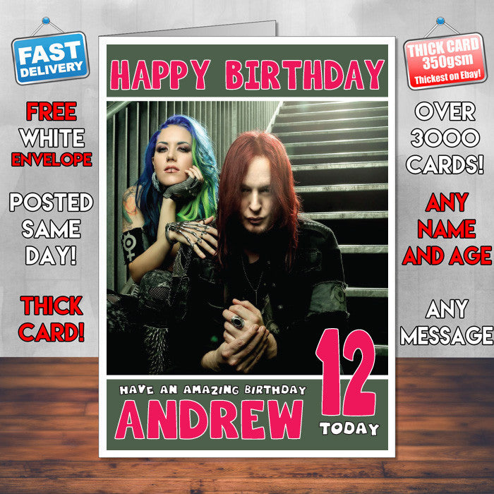 Personalised ARCH ENEMY 2 Celebrity Inspired Style Birthday Card (SA) – Personalised Arch Enemy 2 Celebrity Birthday Card