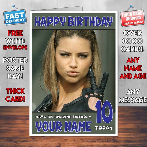 Personalised Adriana Lima 1 Inspired Theme Celebrity Birthday Card