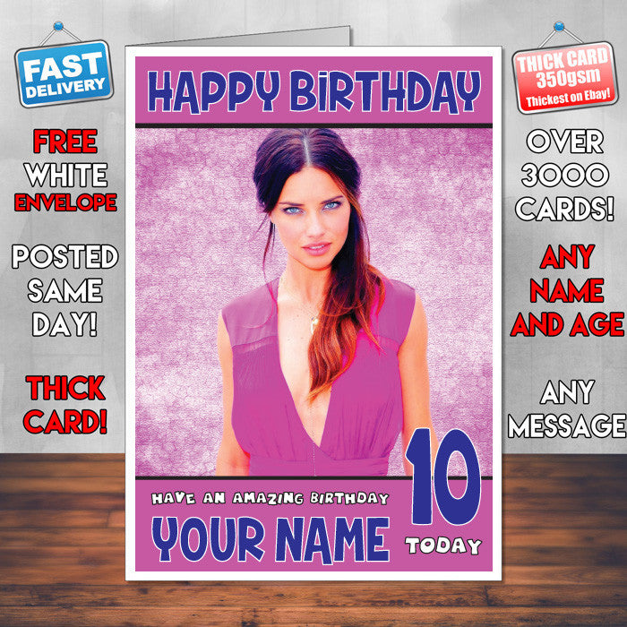 Personalised Adriana Lima 3 INSPIRED THEME Celebrity Birthday Card (SA)