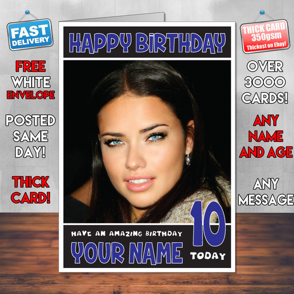 Personalised Adriana Lima 7 Inspired Theme Celebrity Birthday Card