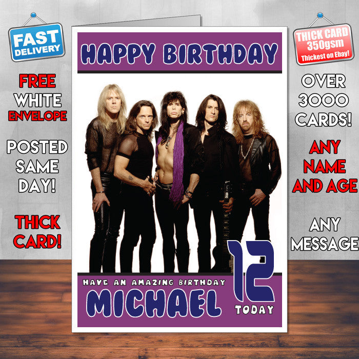 Personalised Aerosmith 2 INSPIRED THEME Music Birthday Card (SA)