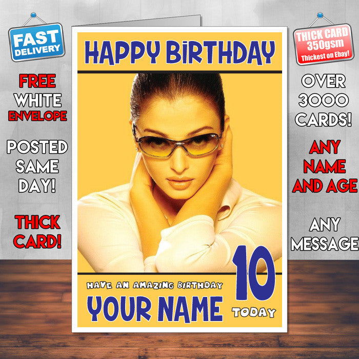 Personalised Aishwariya Rai 2 INSPIRED THEME Celebrity Birthday Card (SA)