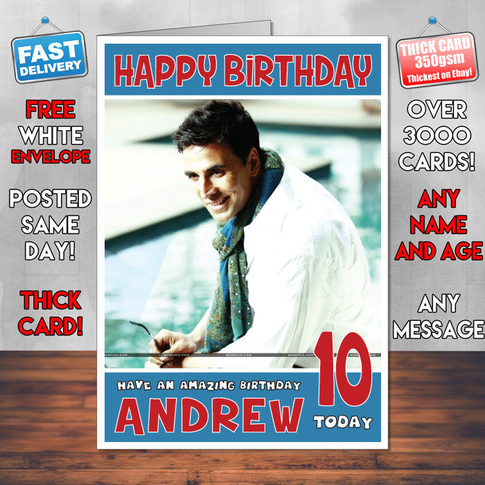 Personalised Akshay Kumar 2 Bollywood Inspired Style Birthday Card (SA) – Personalised Akshay Kumar 2 Bollywood Birthday Card