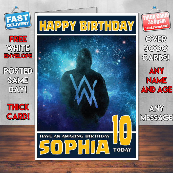 Personalised Alan Walker Celebrity Inspired Style Birthday Card (SA)