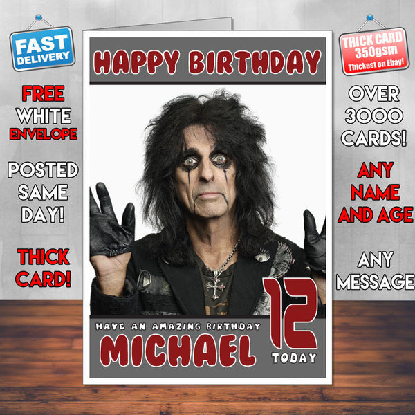 Personalised Alice Cooper 1 Inspired Theme Music Birthday Card