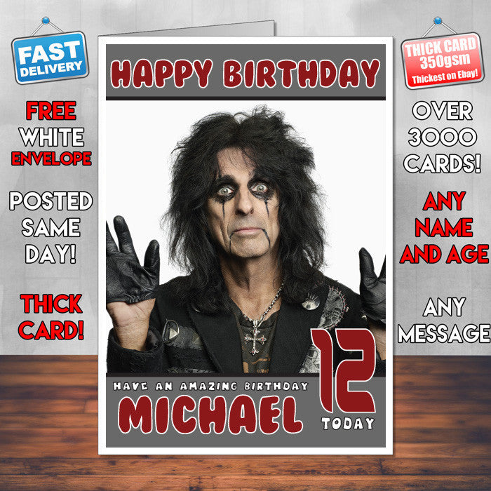 Personalised Alice Cooper 1 INSPIRED THEME Music Birthday Card (SA)