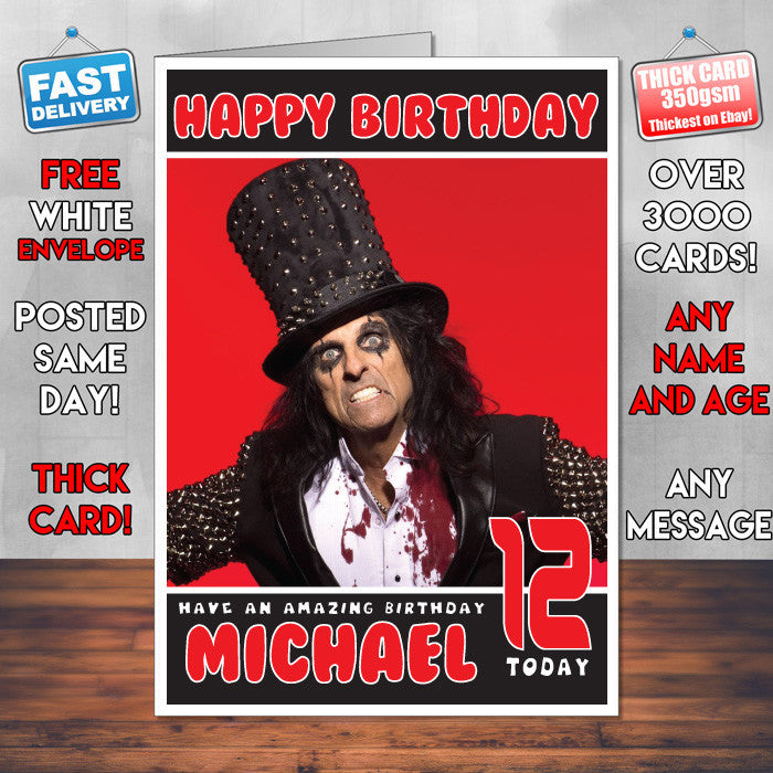 Personalised Alice Cooper 2 INSPIRED THEME Music Birthday Card (SA)