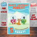 Personalised Alphablocks 2 Style Theme Personalised Kidshows Birthday Card (SA)