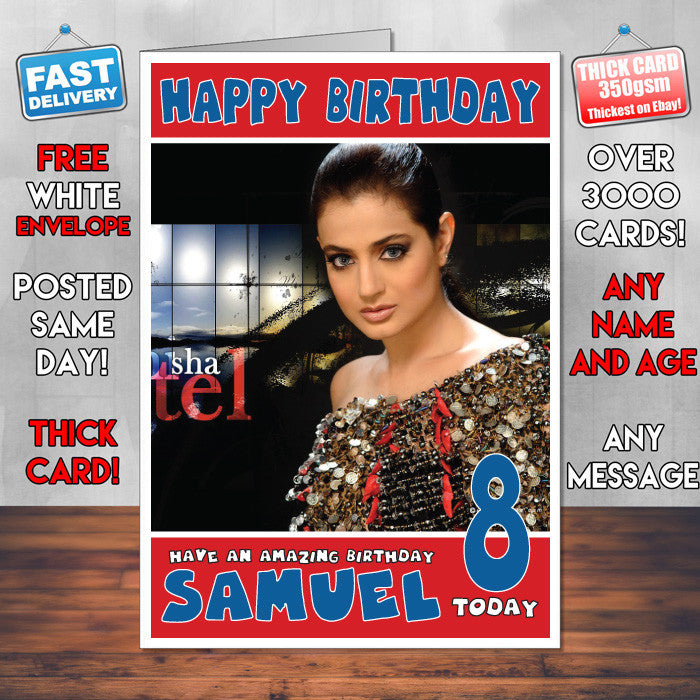 Personalised Amisha Patel 1 Bollywood Inspired Style Birthday Card (SA)