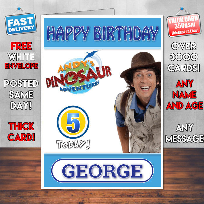Personalised Andy's Wild Adventures 5 Style Theme Personalised Kidshows Birthday Card (SA)
