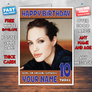 Personalised Angelina Jolie 7 INSPIRED THEME Celebrity Birthday Card (SA)