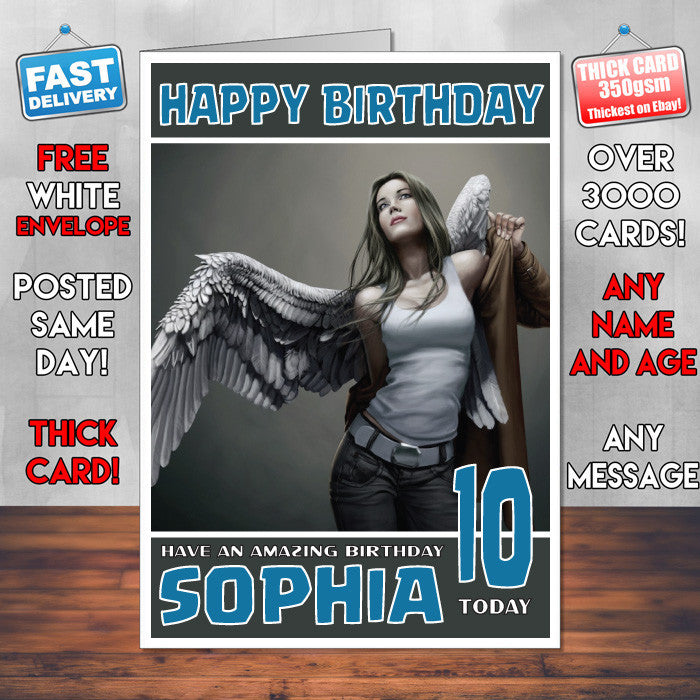 Personalised Angels Wings Celebrity Inspired Style Birthday Card (SA)