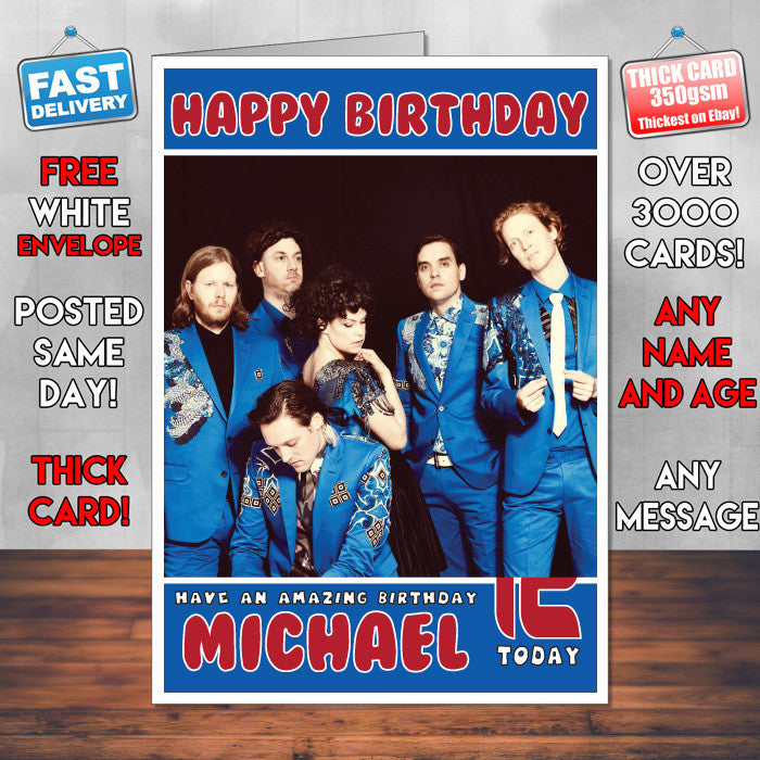 Personalised Arcade Fire Inspired Theme Music Birthday Card