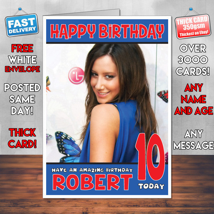 Personalised Ashley Tisdale 5 INSPIRED THEME Celebrity Birthday Card (SA)