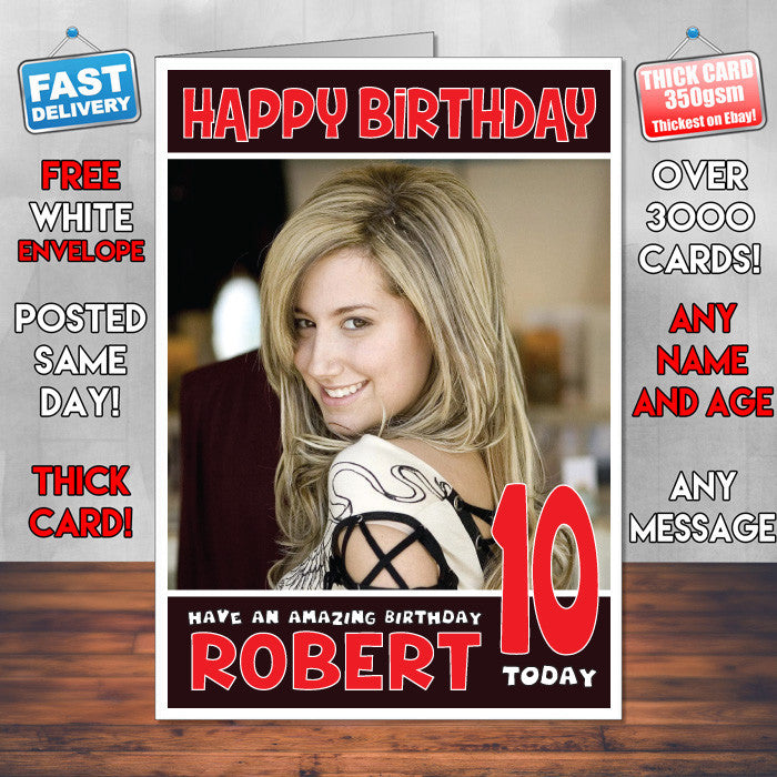 Personalised Ashley Tisdale 8 INSPIRED THEME Celebrity Birthday Card (SA)