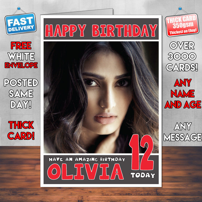 Personalised Athiya Shetty Bollywood Inspired Style Birthday Card (SA)