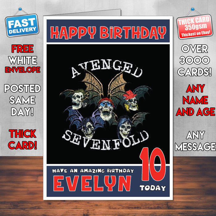 Personalised Avenged Sevenfold 2 INSPIRED THEME Music Birthday Card (SA)