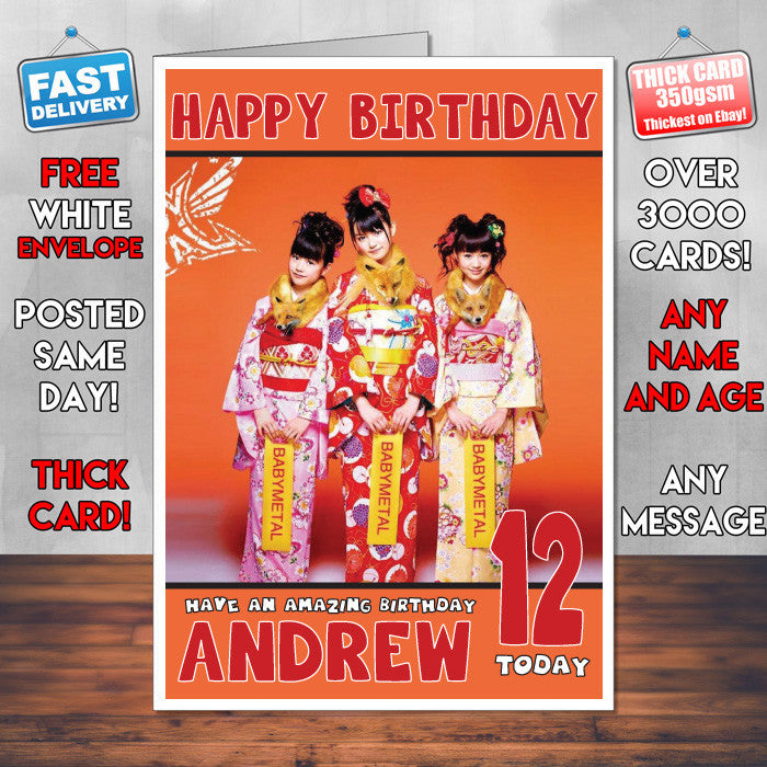 Personalised BABYMETAL Japanese Band Celebrity Inspired Style Birthday Card (SA)