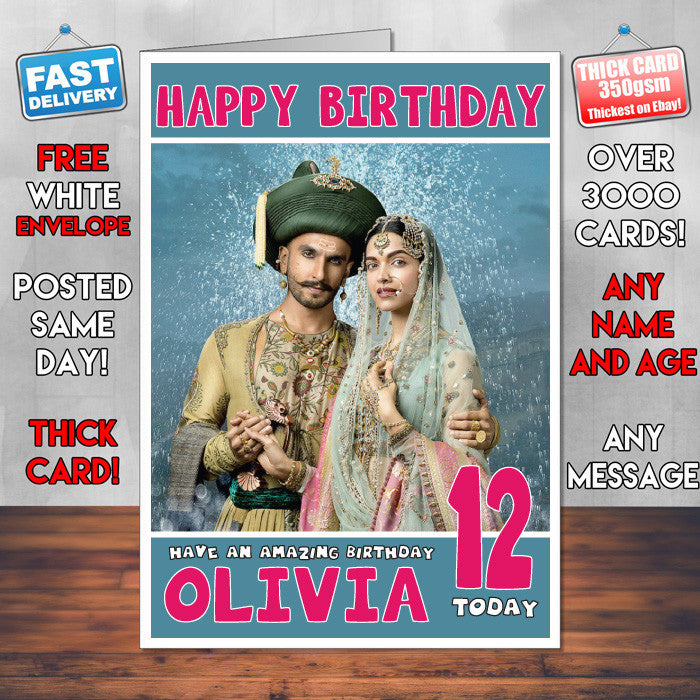 Personalised Bajirao Mastani 2 Bollywood Inspired Style Birthday Card (SA)