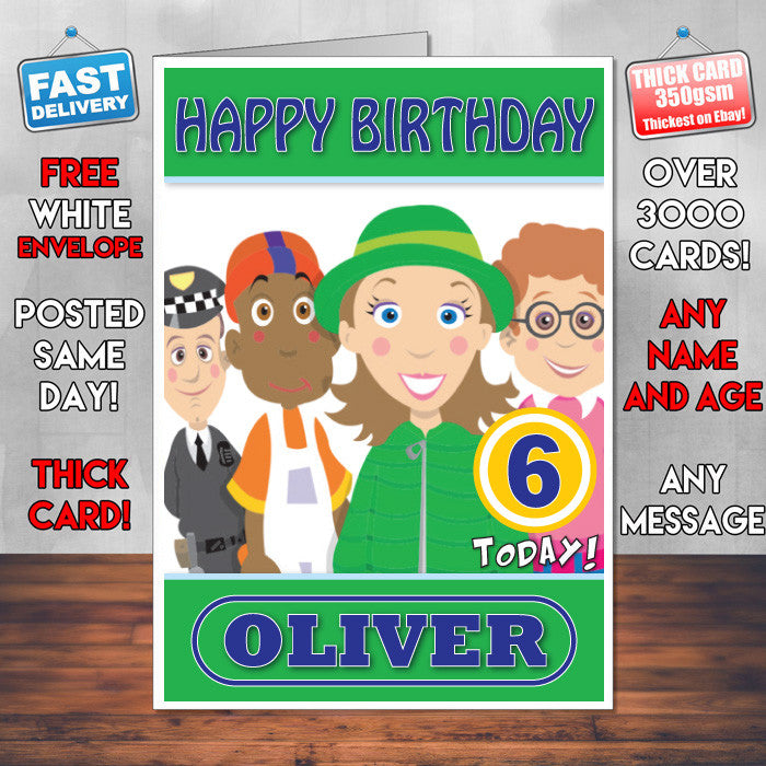Personalised Balamory Style Theme Personalised Kidshows Birthday Card (SA)