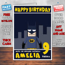 Personalised Batman Style Inspired Cartoon Birthday Card (SA)