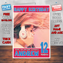 Personalised Beats Girl Celebrity Inspired Style Birthday Card (SA)