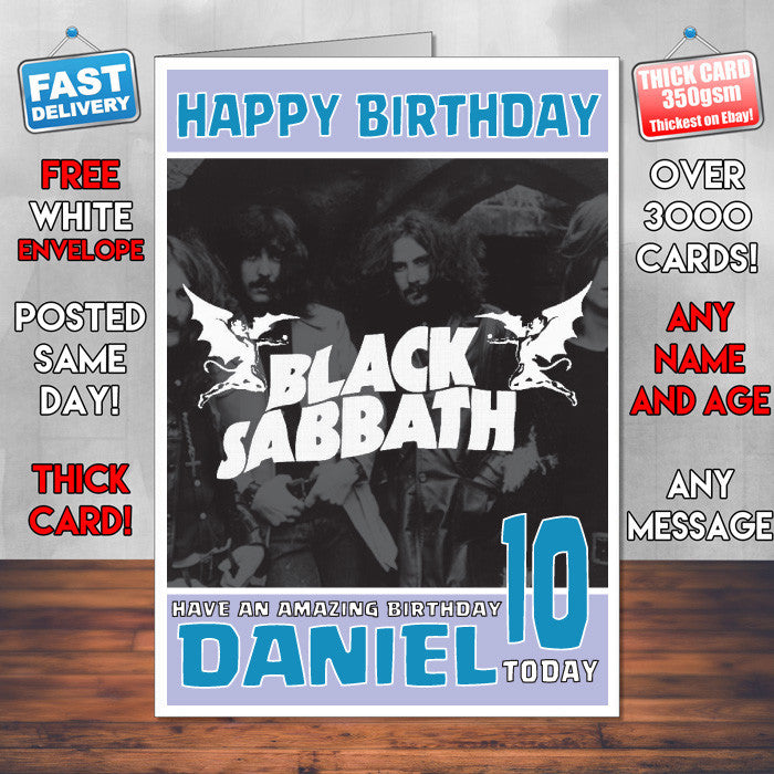 Personalised Black Sabbath 2 INSPIRED THEME Music Birthday Card (SA)