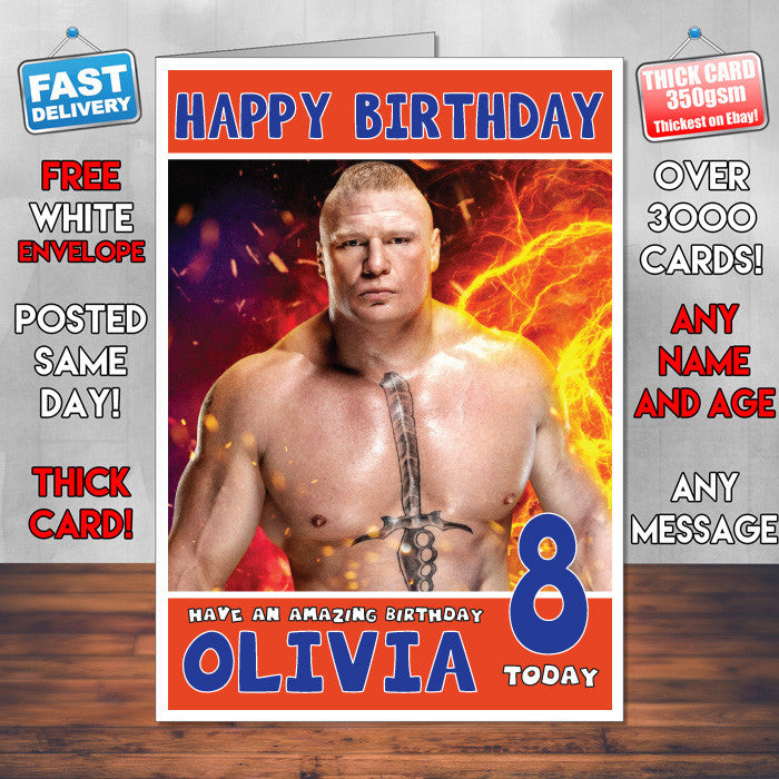 Personalised Brock Lesnar 1 WWE Inspired Style Birthday Card (SA)