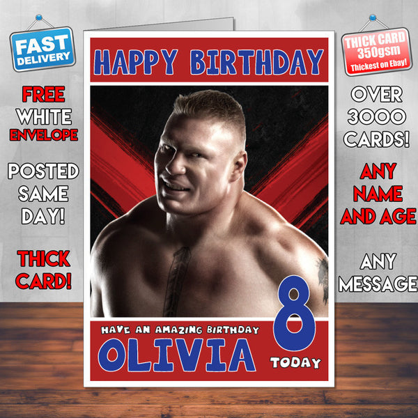 Personalised Brock Lesnar 2 WWE Inspired Style Birthday Card (SA)