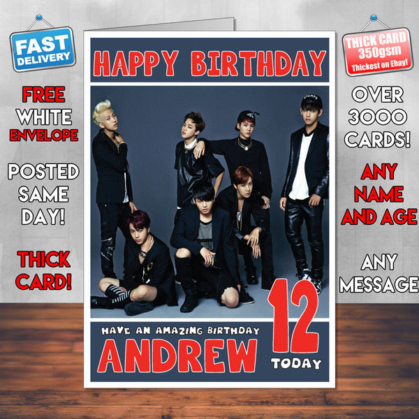 Personalised Bts 2 INSPIRED THEME Music Birthday Card (SA)