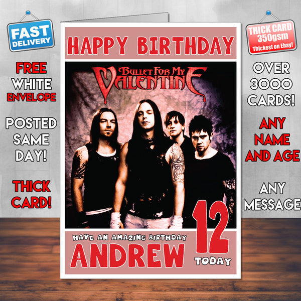 Personalised Bullet for My Valentine 2 Inspired Theme Music Birthday Card
