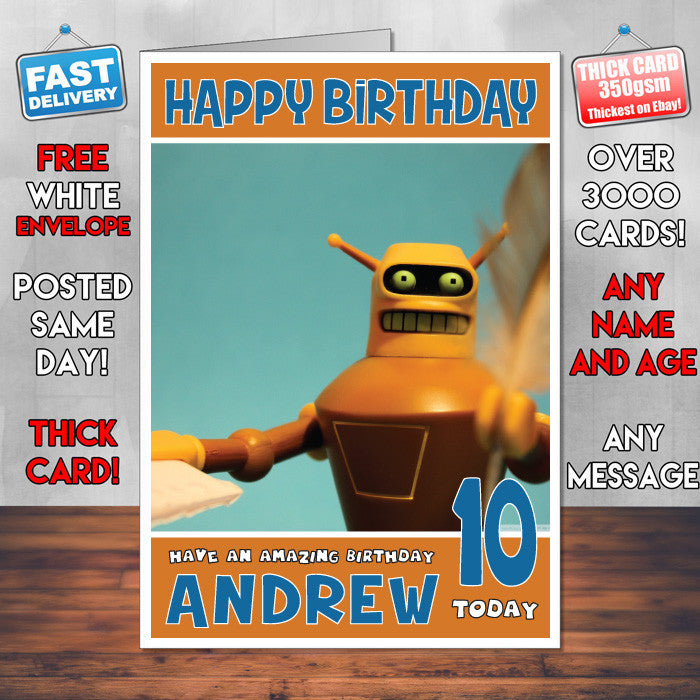 Personalised Calculon Futurama Style Inspired Cartoon Birthday Card (SA)