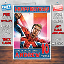 Personalised Captain Britain Style Inspired Cartoon Birthday Card (SA)