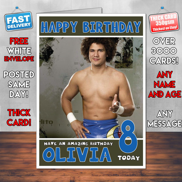 Personalised Carly Colon WWE Inspired Style Birthday Card (SA)