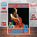 Personalised Cello INSPIRED THEME Music Birthday Card (SA)