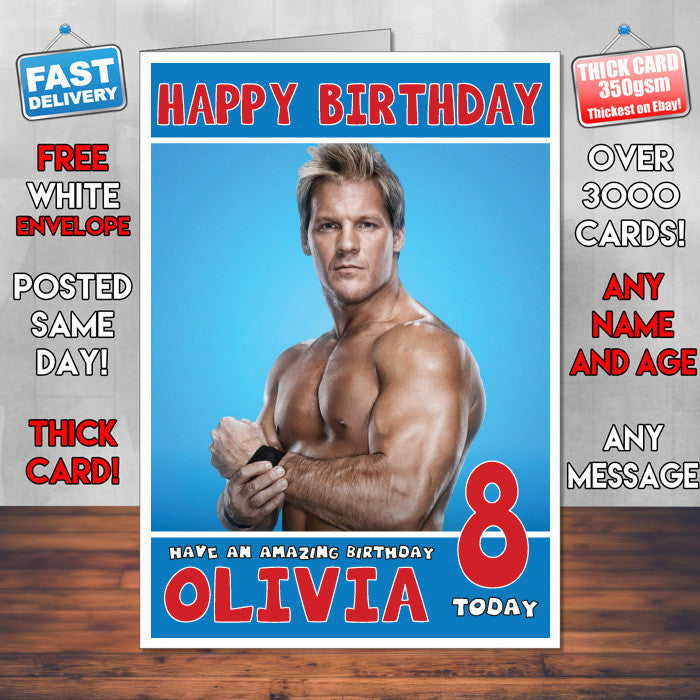 Personalised Chris Jericho 2 WWE Inspired Style Birthday Card (SA)