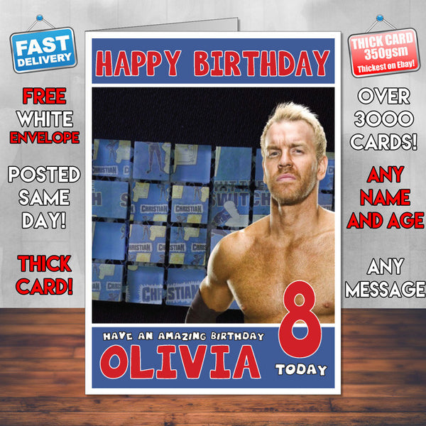 Personalised Christian 1 WWE Inspired Style Birthday Card (SA)