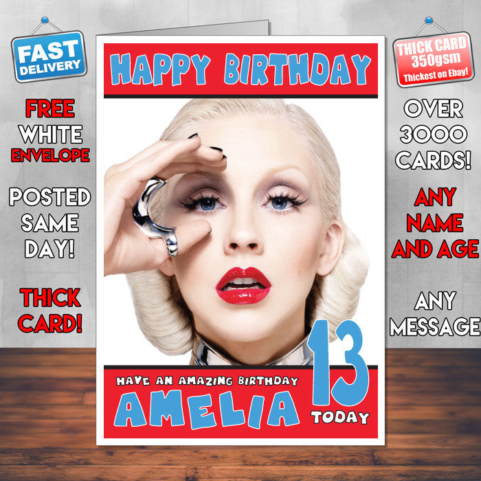 Personalised Christina Aguilera 1 Celebrity Inspired Style Birthday Card (SA)