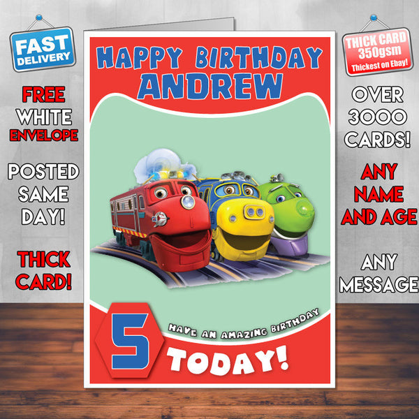 Personalised Chuggington 2 Style Theme Personalised Kidshows Birthday Card (SA)