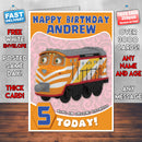 Personalised Chuggington 4 Style Theme Personalised Kidshows Birthday Card (SA)