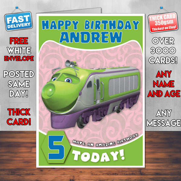 Personalised Chuggington 5 Style Theme Personalised Kidshows Birthday Card (SA)