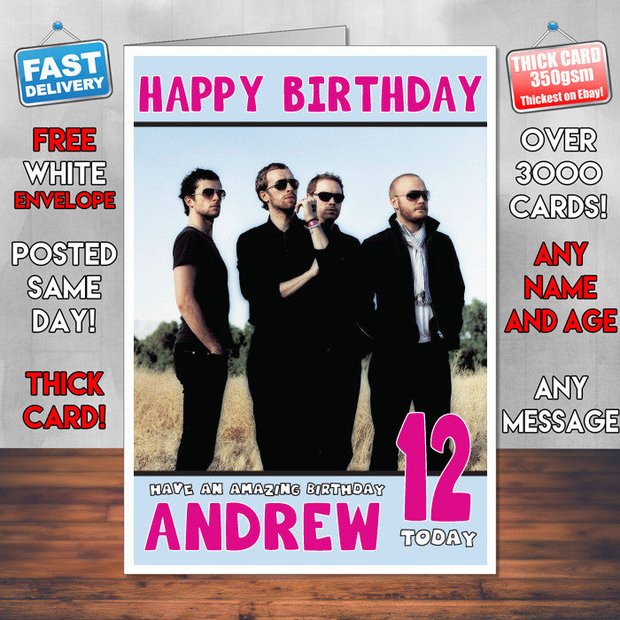 Personalised Coldplay 2 INSPIRED THEME Music Birthday Card (SA)