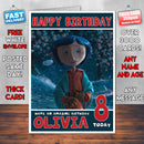 Personalised Coraline Scenes Style Inspired Cartoon Birthday Card (SA)